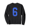 Distressed Royal Blue Number 6 Sweatshirt - Aesthetic Graphic Unisex