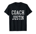 Coach Justin Custom Football Soccer T-Shirt - Unique Graphic for Adults