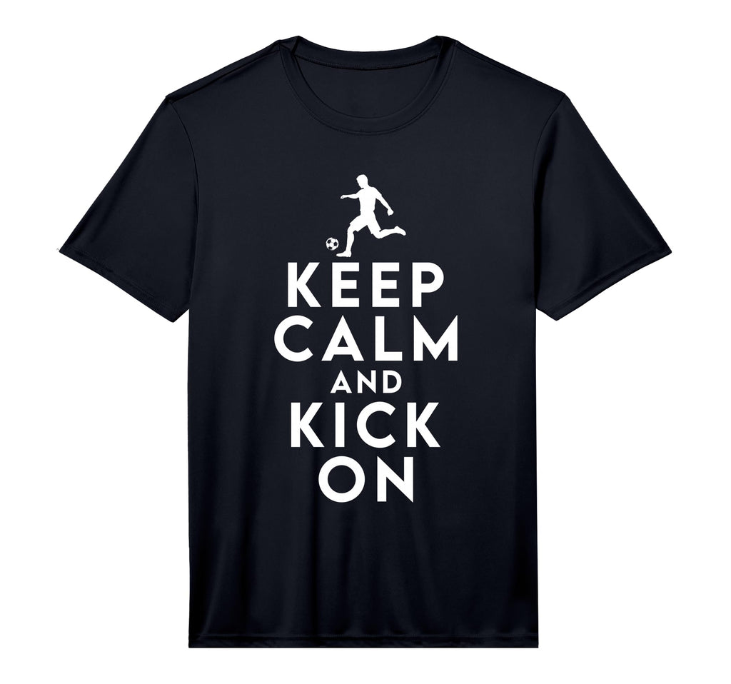 Keep Calm And Kick Soccer Performance T-Shirt - Aesthetic Graphic Men Women