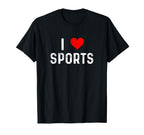 I Love Sports Heart Baseball T-Shirt - Minimalist Print for Adults