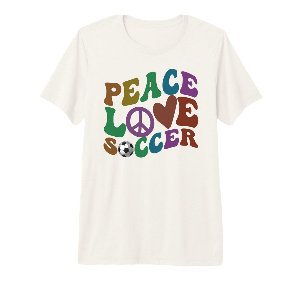 Groovy Peace Love Soccer Kicking Ball T-Shirt - Custom Art Print Men Women