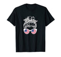 America Soccer Messy Bun T-Shirt - Minimalist Print for Adults