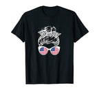America Soccer Messy Bun T-Shirt - Minimalist Print for Adults