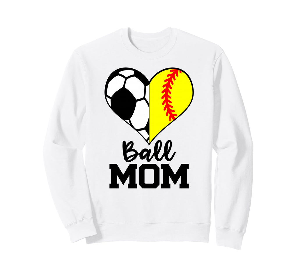 Ball Mom Funny Soccer Softball Sweatshirt - Trendy Graphic for Adults