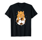 Saber Toothed Tiger Loves Soccer T-Shirt - Fun Novelty Design Men Women