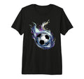 Blue Fire Soccer Ball Liquid Motion T-Shirt - Fun Novelty Design Unisex