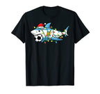 Santa Shark Soccer Football Lights T-Shirt - Casual Everyday Wear Unisex