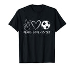 Peace Love Soccer Soccer Lover T-Shirt - Minimalist Print for Adults