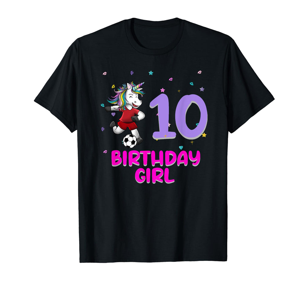 Unicorn Soccer 10Th Birthday Love T-Shirt - Casual Everyday Wear Men Women