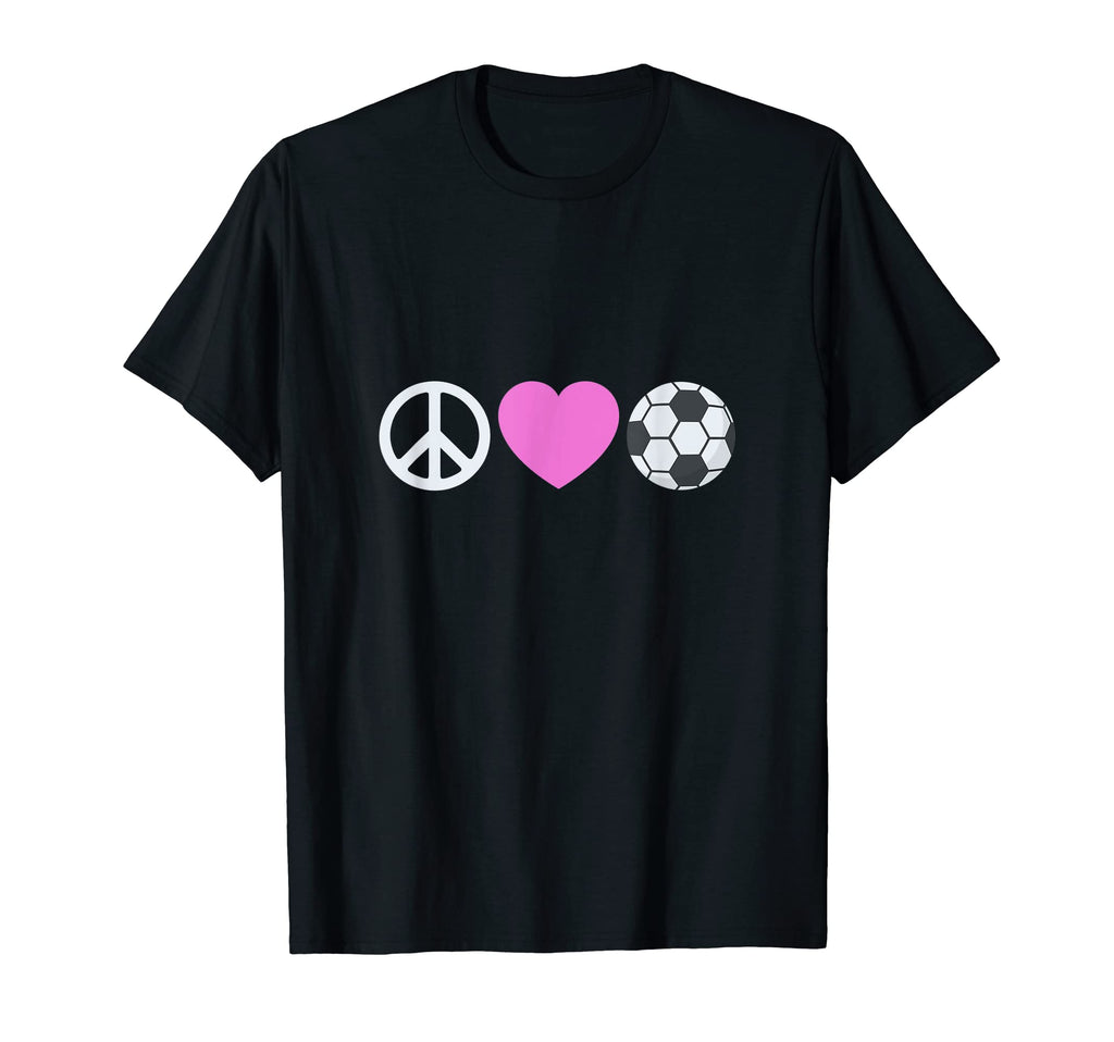 Peace Love And Soccer T-Shirt - Graphic Print for Adults