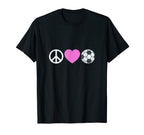 Peace Love And Soccer T-Shirt - Graphic Print for Adults