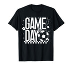 Game Day Soccer Season Mom Checkered T-Shirt - Graphic Print Unisex