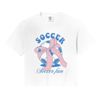 Soccer Fan Coquette Bow Comfort Colors Crop Hoodie - Unique Graphic Unisex