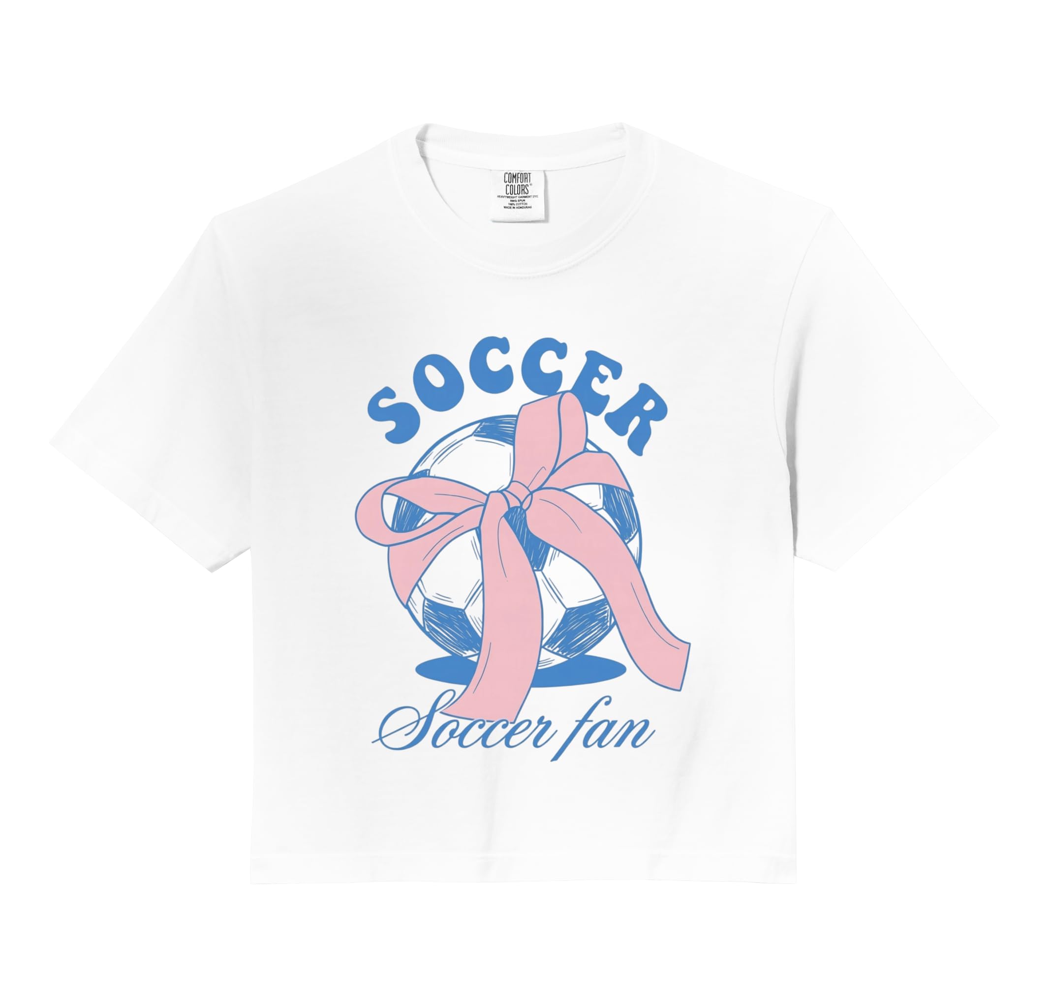 Soccer Fan Coquette Bow Comfort Colors Crop Hoodie - Unique Graphic Unisex