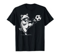 Kawaii Soccer Ball Raccoon Kicking T-Shirt - Unique Graphic Men Women