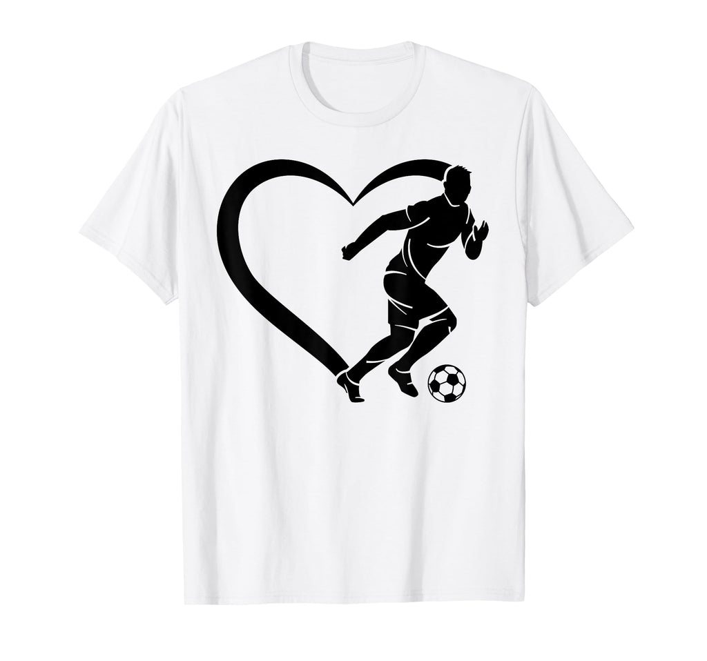 Soccer Player Heart Soccer Ball Heart T-Shirt - Novelty Apparel for Adults
