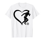 Soccer Player Heart Soccer Ball Heart T-Shirt - Novelty Apparel for Adults