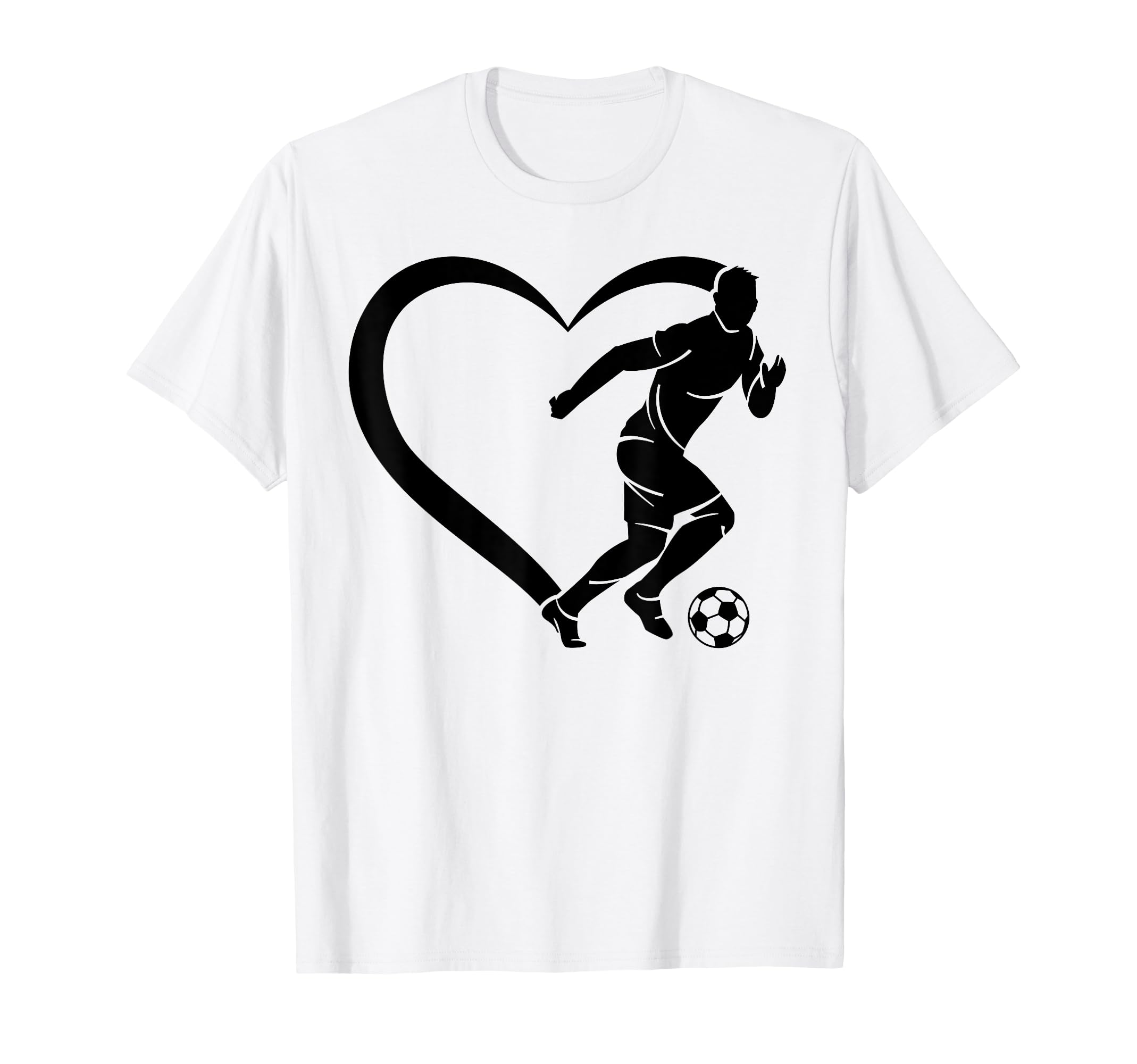 Soccer Player Heart Soccer Ball Heart T-Shirt - Novelty Apparel for Adults