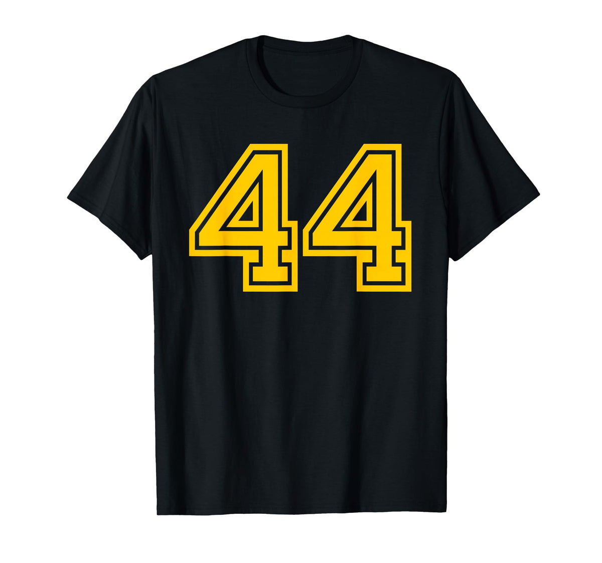 Yellow Sports Team Number 44 T-Shirt - Casual Everyday Wear Unisex