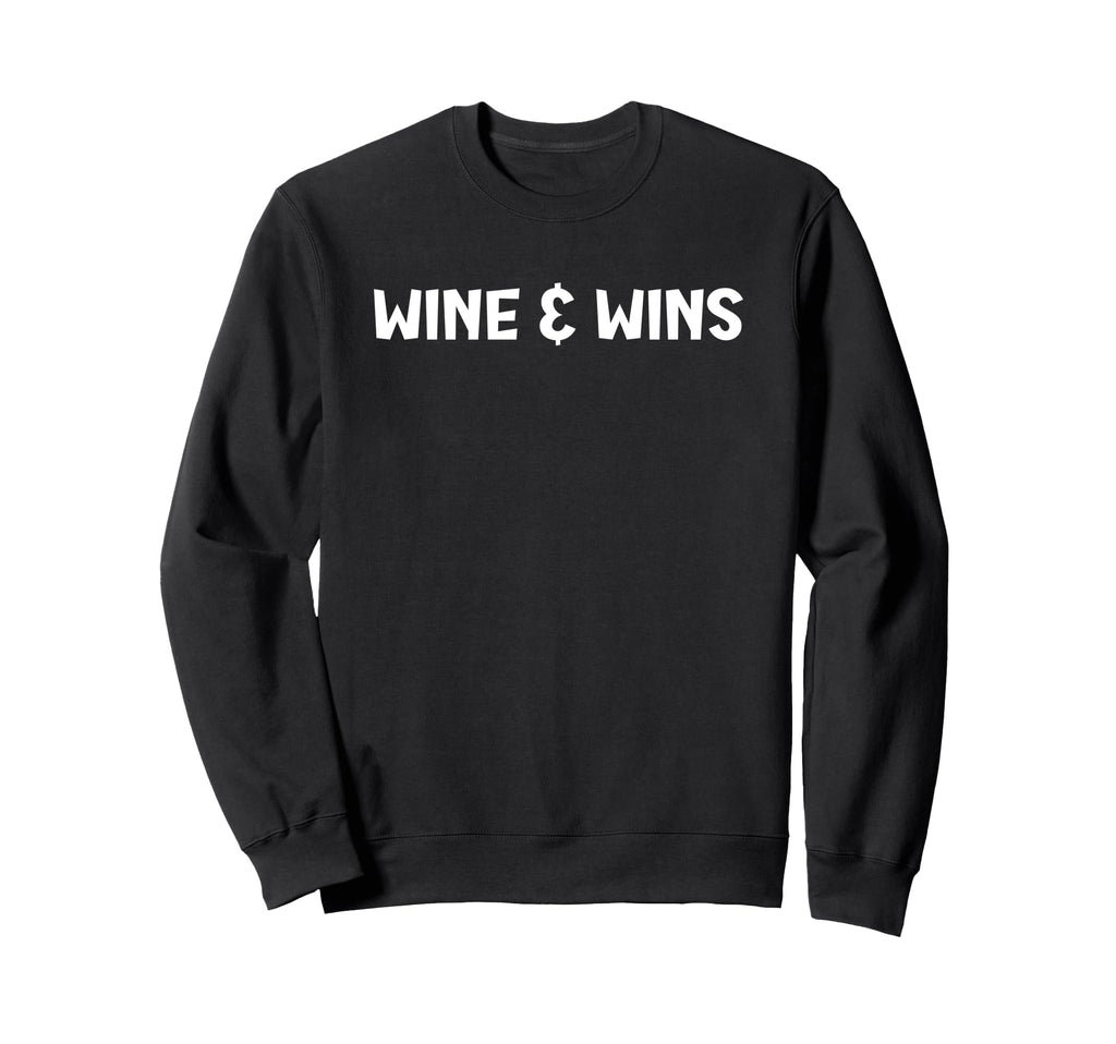 Wine And Wins Funny Sports Soccer Mom Sweatshirt - Graphic Print Unisex