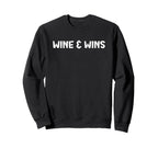 Wine And Wins Funny Sports Soccer Mom Sweatshirt - Graphic Print Unisex