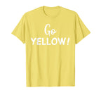 Go Yellow Team Spirit Game School T-Shirt - Minimalist Print for Adults