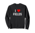 I Love Fields Heart Distressed Sweatshirt - Unique Graphic for Adults