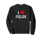 I Love Fields Heart Distressed Sweatshirt - Unique Graphic for Adults