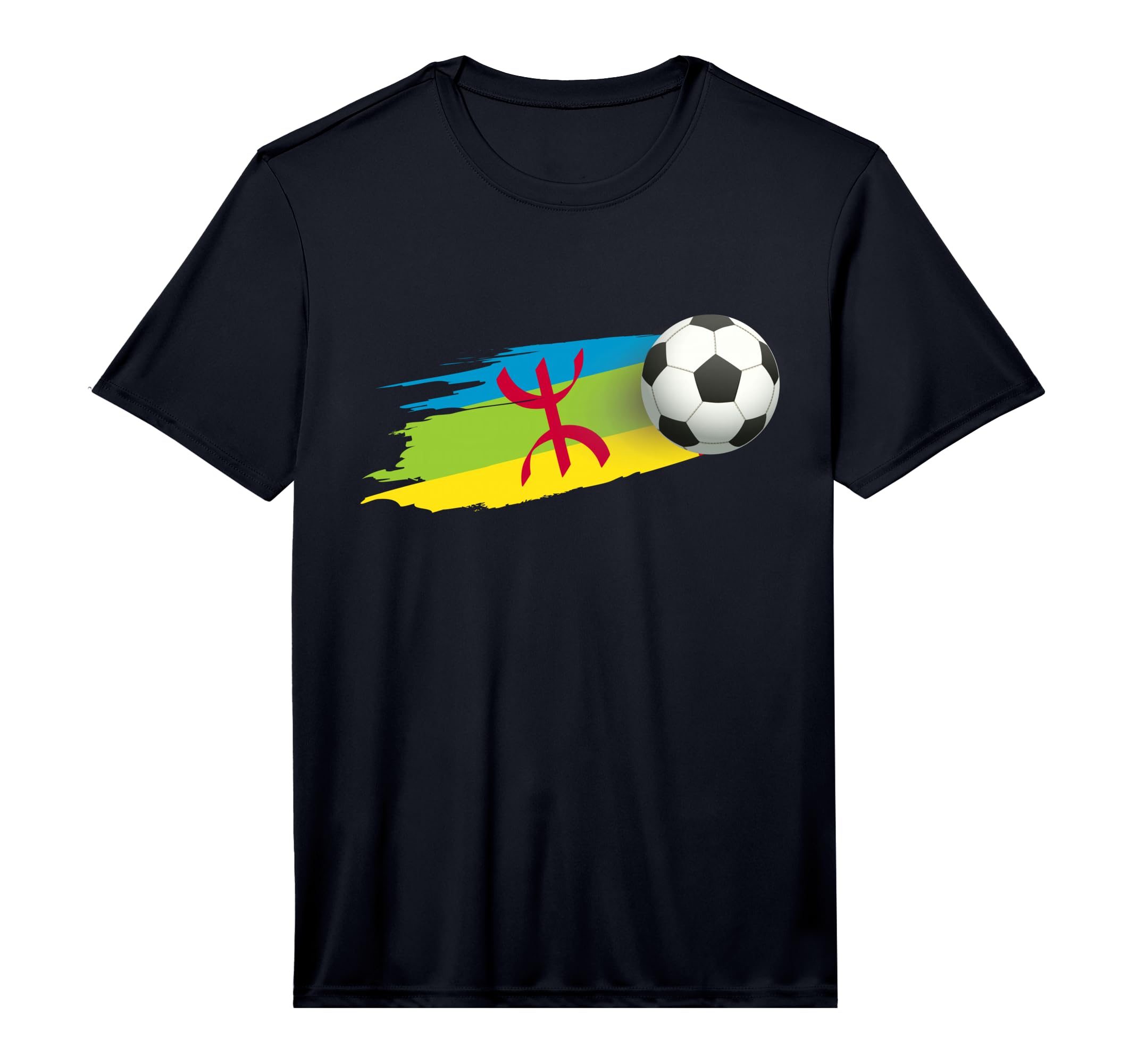 Amazigh Soccer Ball Amazigh Flag Jersey T-Shirt - Graphic Print for Adults