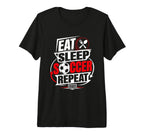 Eat Sleep Soccer Repeat Funny Sports T-Shirt - Minimalist Print Unisex