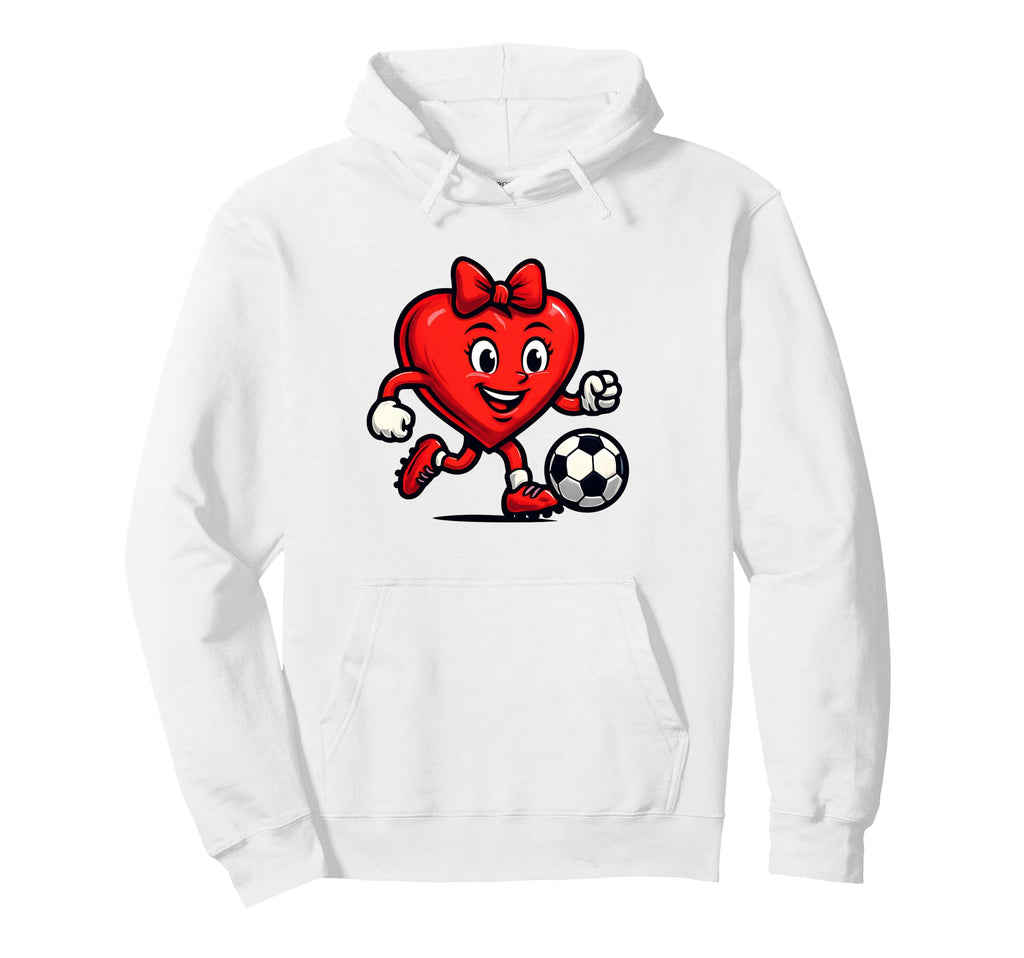 Soccer Valentines Day Heart Coquette Bow Hoodie - Graphic Print Unisex