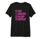 Eat Soccer Sleep Repeat Simple Basic T-Shirt - Custom Art Print for Adults