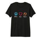 Peace Love Soccer Footballer Football T-Shirt - Custom Art Print Men Women