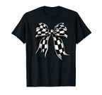 Checkered Bow Tie Flag Automobile Motor T-Shirt - Graphic Print Unisex