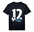 12Th Birthday Soccer Player Football 12 T-Shirt - Graphic Print for Adults