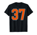 Orange White Number 37 Jersey Player T-Shirt - Novelty Apparel Men Women