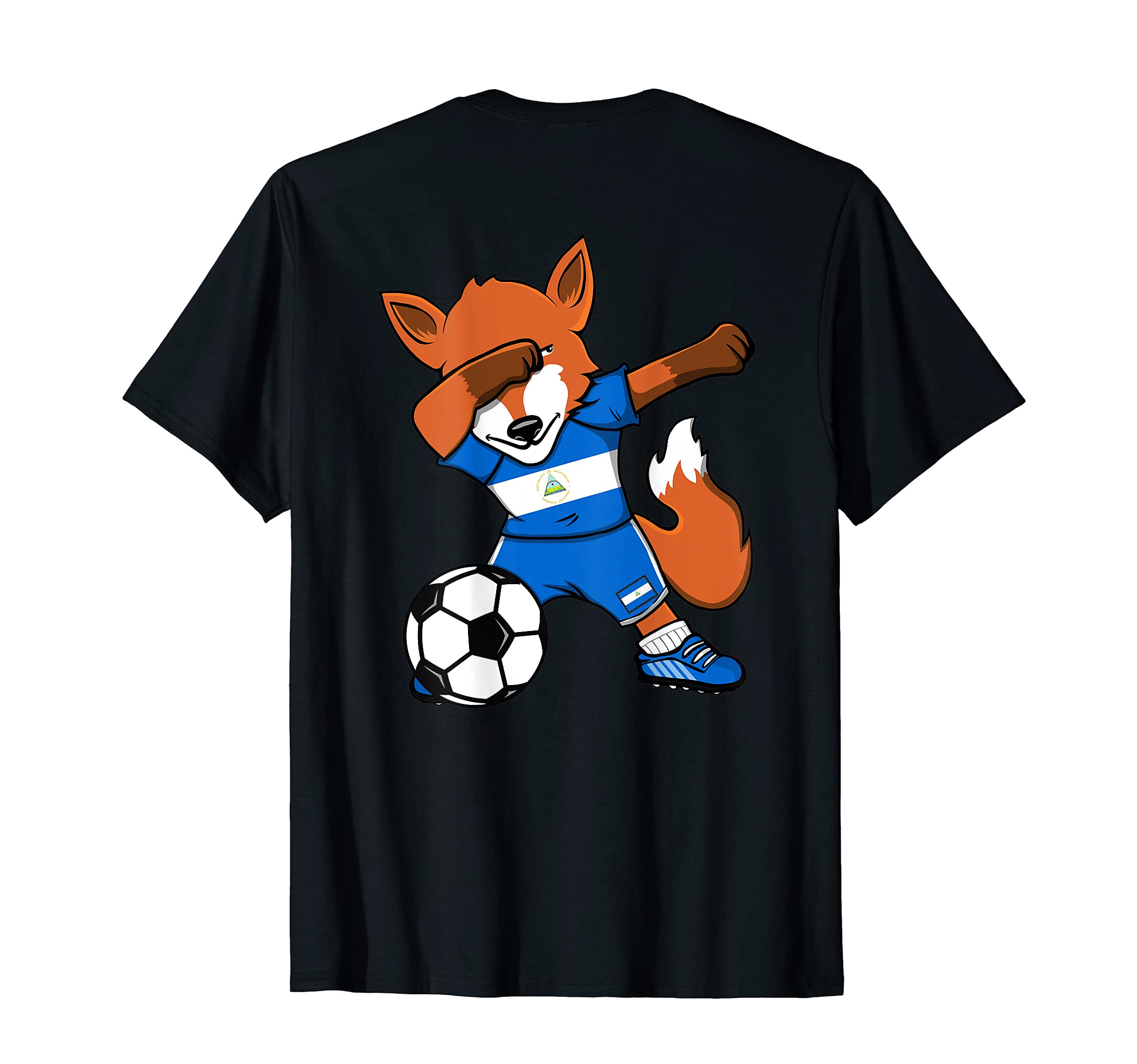 Dabbing Fox Nicaragua Soccer Fans T-Shirt - Custom Art Print for Adults