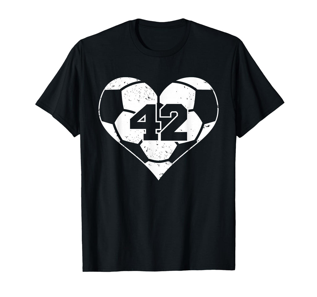 Soccer Heart Number 42 Jersey Sports Fan T-Shirt - Graphic Print Men Women