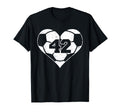 Soccer Heart Number 42 Jersey Sports Fan T-Shirt - Graphic Print Men Women