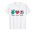 Funny Peace Love Soccer Field Play Loves T-Shirt - Graphic Print Men Women