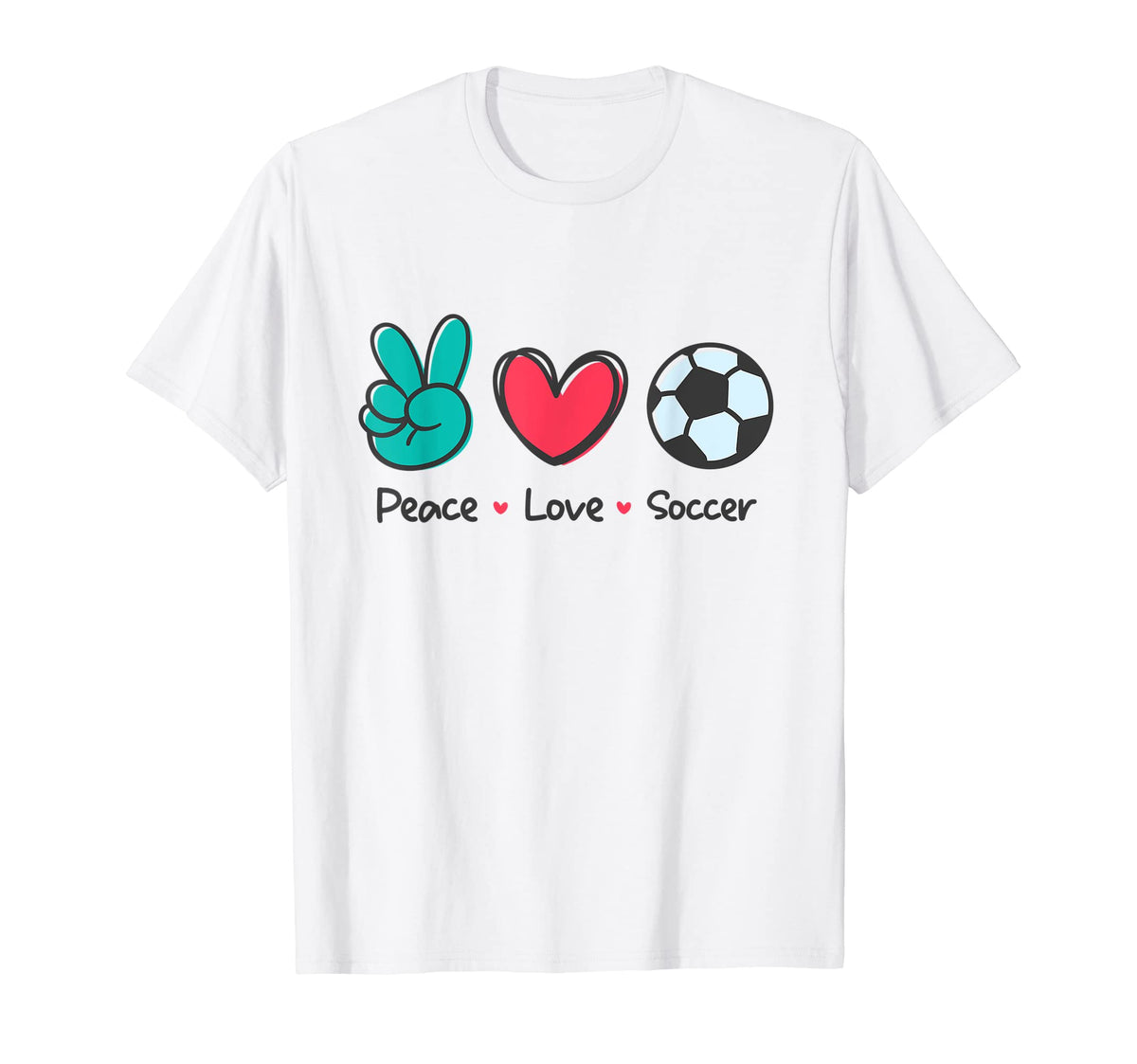 Funny Peace Love Soccer Field Play Loves T-Shirt - Graphic Print Men Women