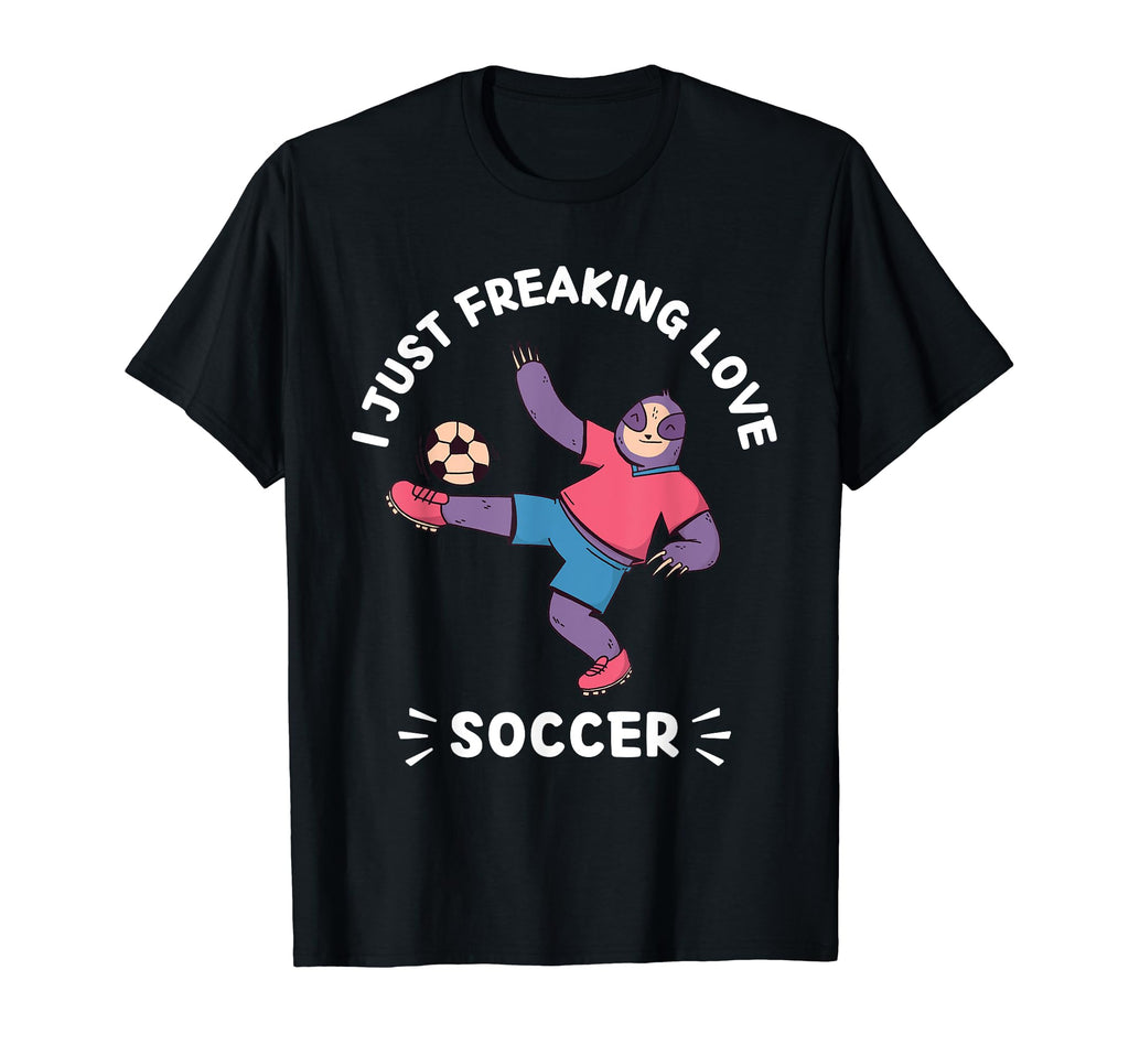 Kawaii Sloth I Just Freaking Love Soccer T-Shirt - Trendy Graphic Unisex