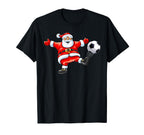 Santa Playing Soccer Football T-Shirt - Casual Everyday Wear Unisex