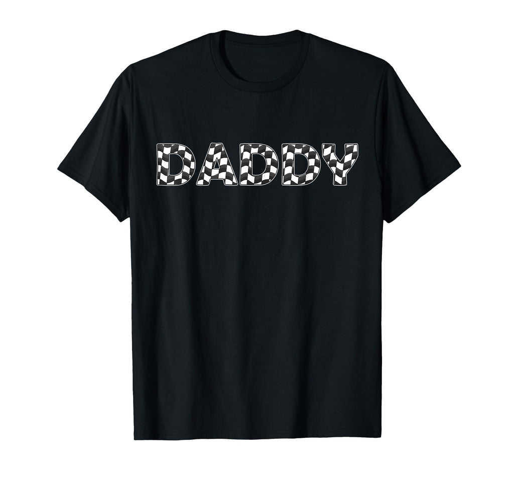 Checkered Race Car Daddy White Black T-Shirt - Streetwear Style Men Women