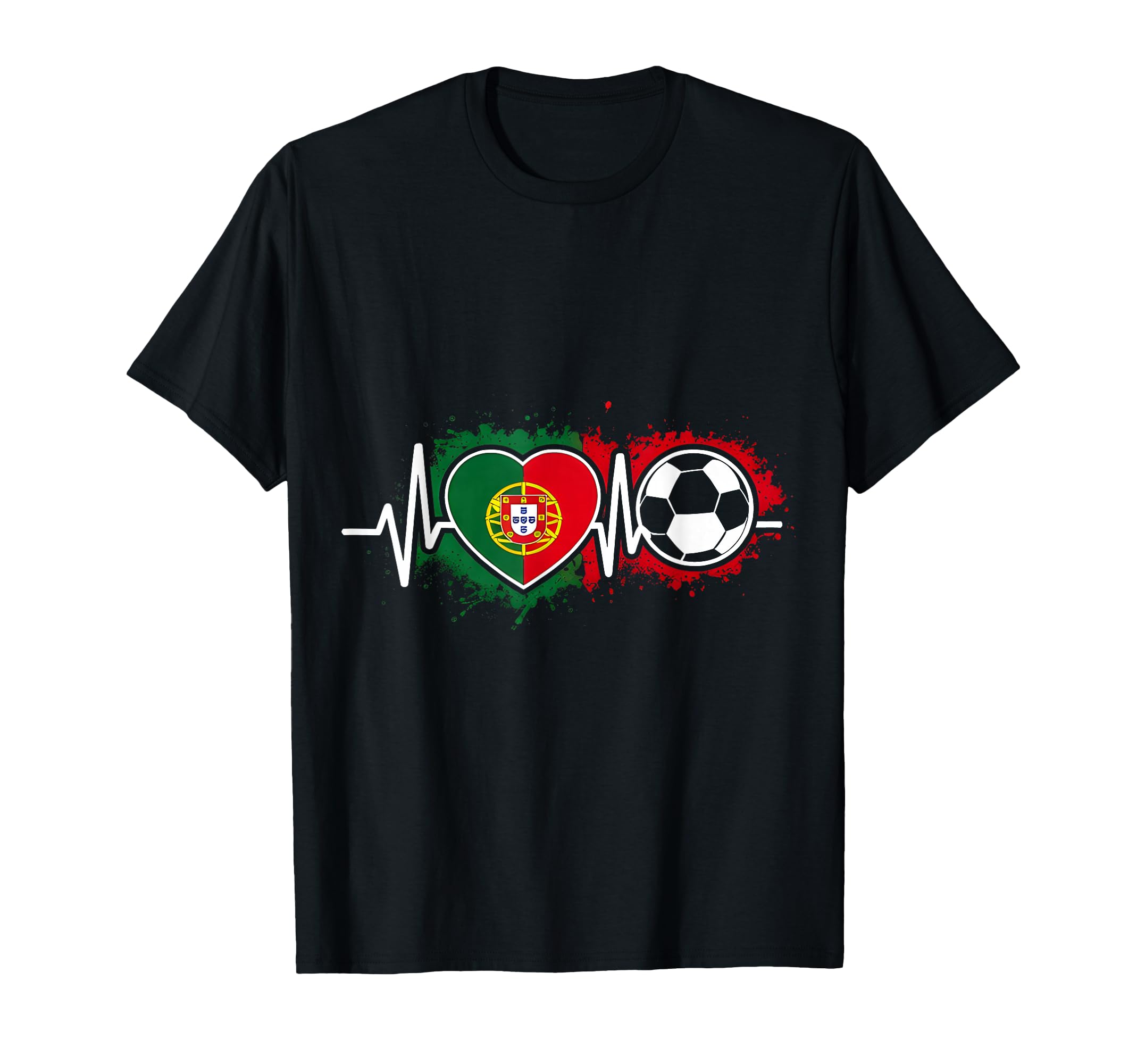 Soccer Heartbeat Portugal Flag T-Shirt - Trendy Graphic for Adults