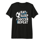 Soccer Lovers Eat Sleep Repeat Sports T-Shirt - Graphic Print Men Women