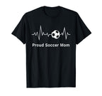 Soccer Mamas Proud Soccer Mom Heartbeat T-Shirt - Aesthetic Graphic Unisex