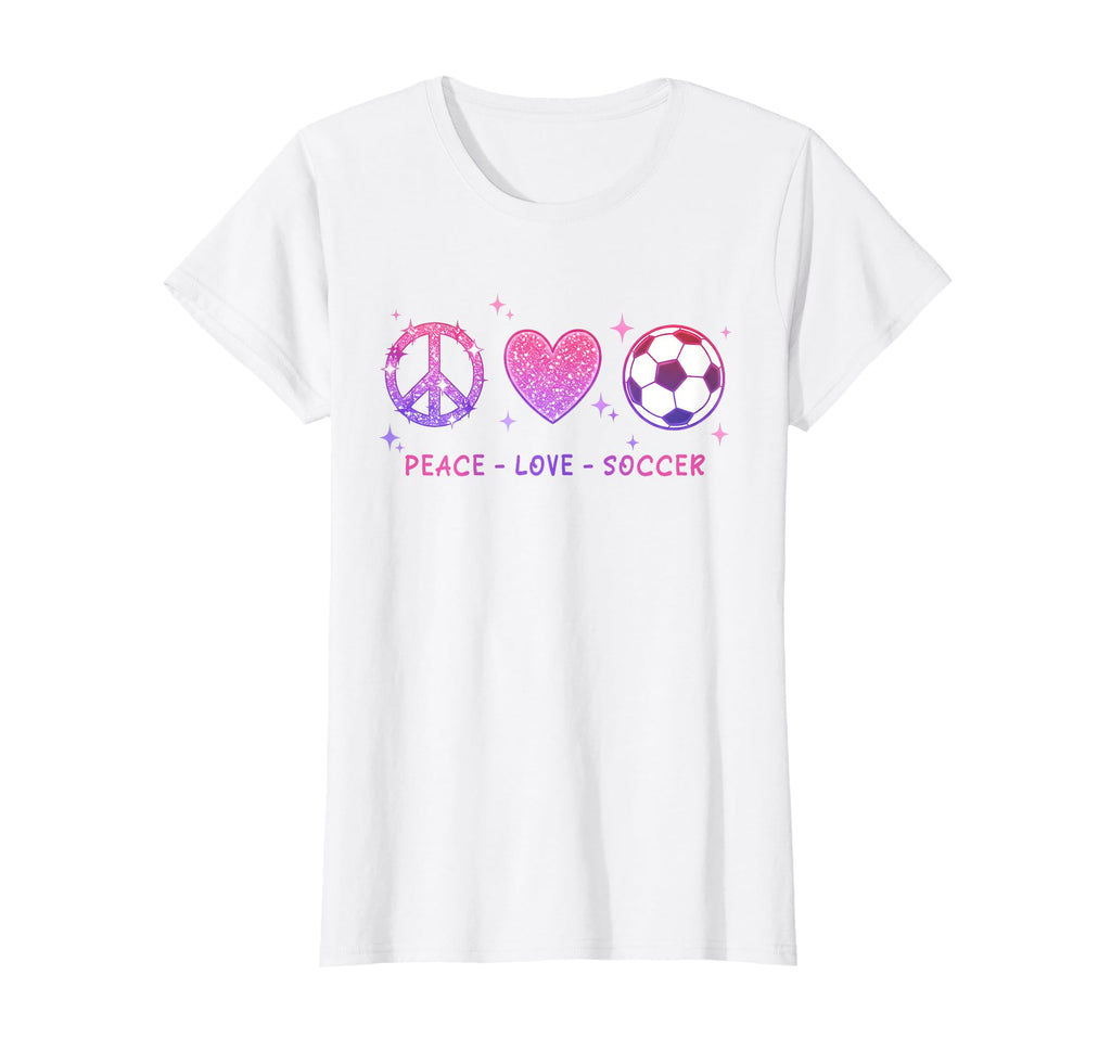 Peace Love Soccer Pastel Teen T-Shirt - Unique Graphic Unisex