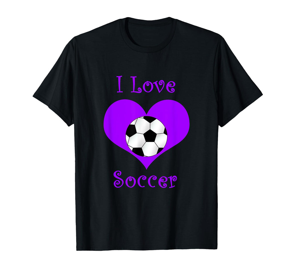 Girly Purple I Love Soccer Heart T-Shirt - Streetwear Style for Adults
