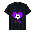 Girly Purple I Love Soccer Heart T-Shirt - Streetwear Style for Adults